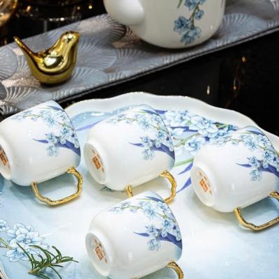 BỘ ẤM CHÉN HỌA TIẾT HOA - VIỀN VÀNG CAO CẤP